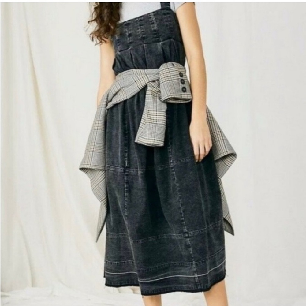 Free People Black Midi Denim Dress